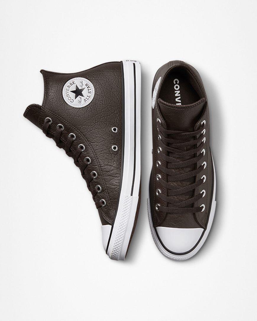 Tenisi Inalti Barbati Converse Chuck Taylor All Star Tumbled Piele Maro Albi Negrii | RO RJXTZ180